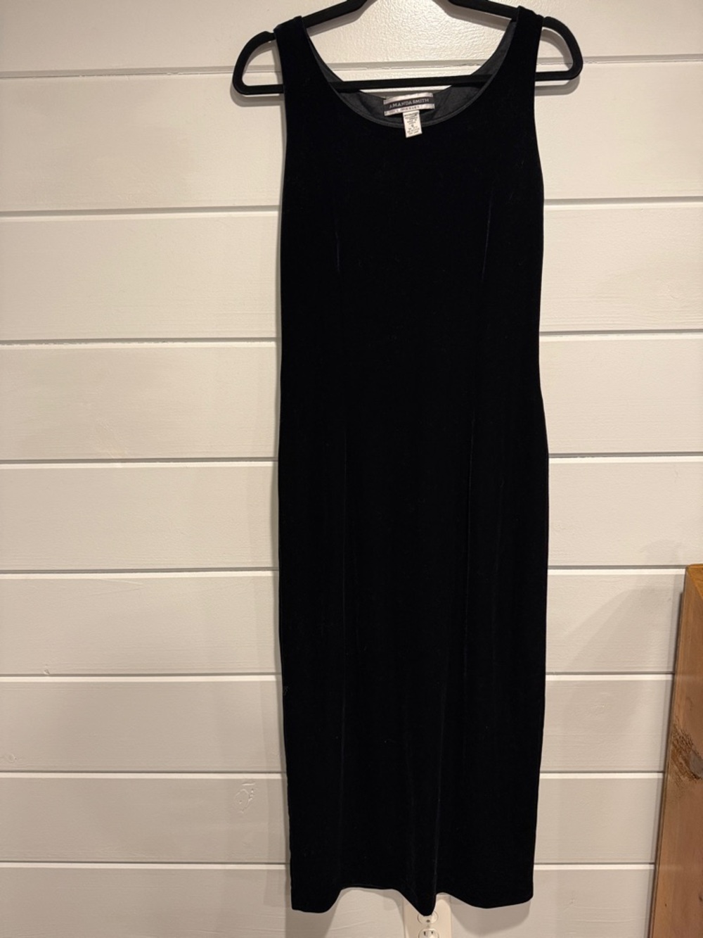 Amanda Smith Black Velvet Dress with black Trim Label.  Size - 6